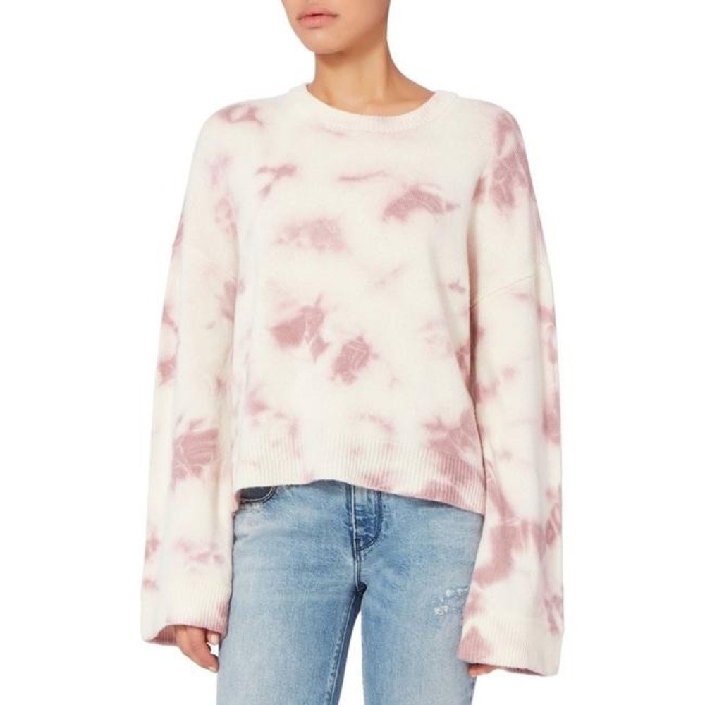 INTERMIX Ombre Wool Cashmere Shea Crewneck Tie-Dye Pink Purple Sweater, Size S